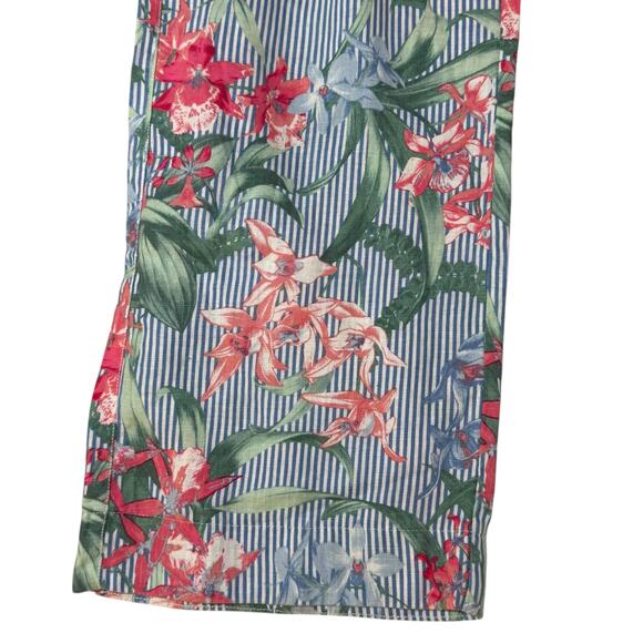 Tommy Bahama Orchid Isle Stripe Linen Easy Pants Tropical Floral Blue Size Small - Picture 8 of 10